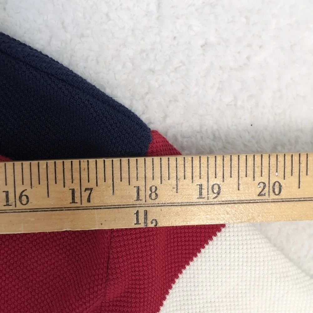 Vintage Polo By Ralph Lauren Cool Pattern Polo Shirt Men's M Red White Blue Knit
